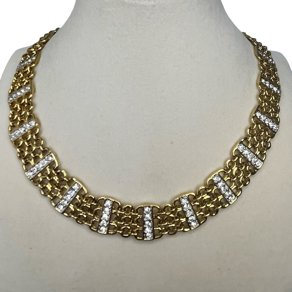 Gold and Crystal Heavy Statement Necklace